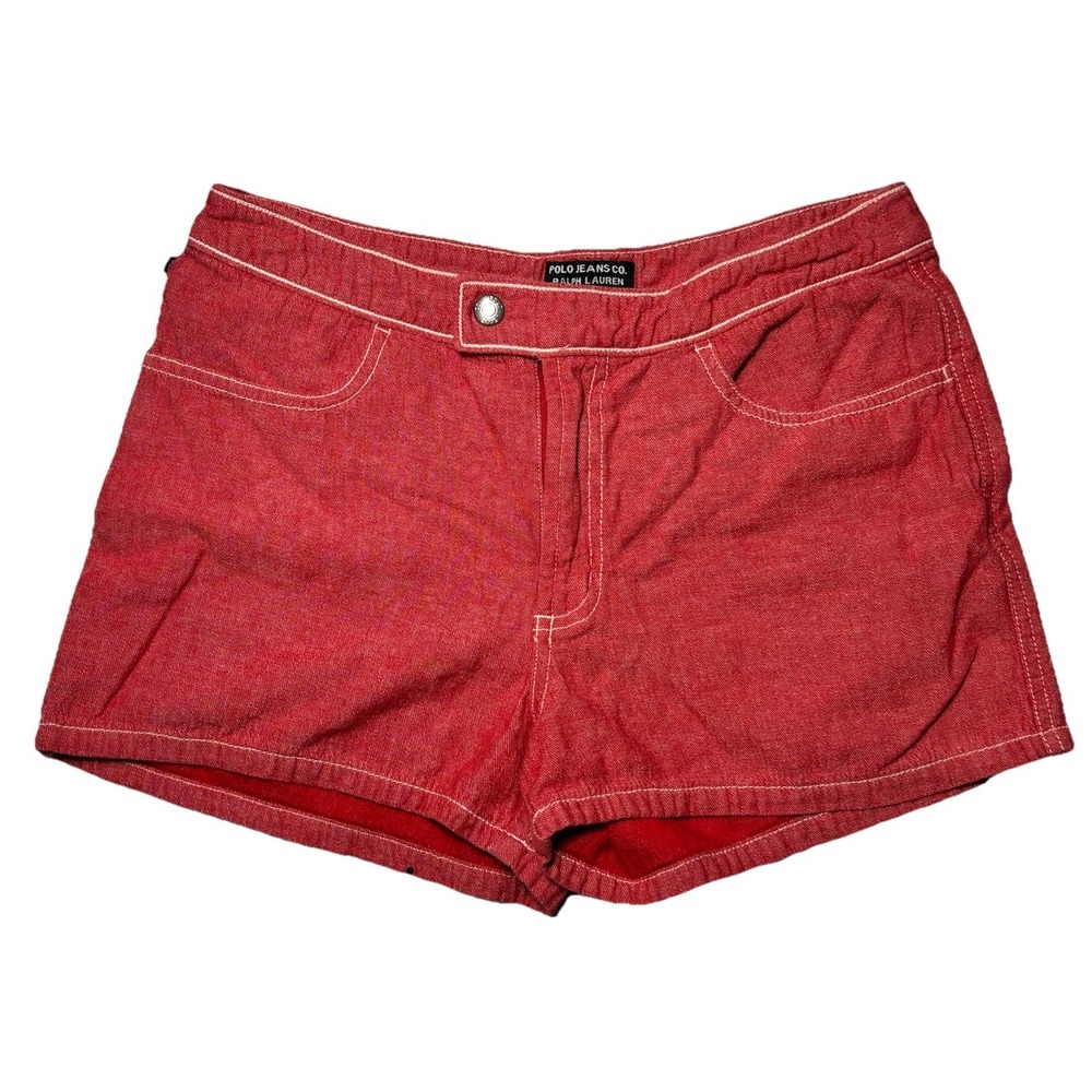 Polo Jeans Co Ralph Lauren Red Shorts Women Size 6 Low Rise 2" Inseam Y2K